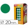 Gomets autoadhesivos circulares 20mm verde en rollo