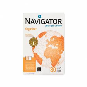 Papel fotocopiadora navigator din a4 80 gramos 2 taladros papel multiuso ink-jet y laser paquete de 500 hojas