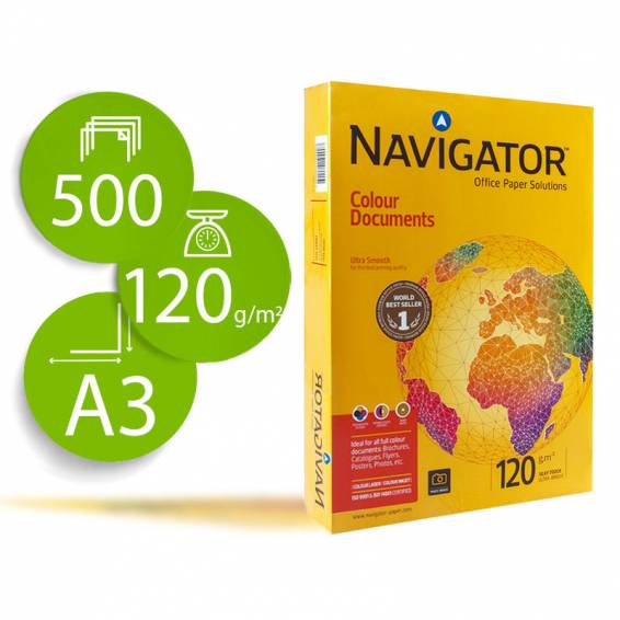 Papel fotocopiadora navigator din a3 120 gramos paquete de 500 hojas