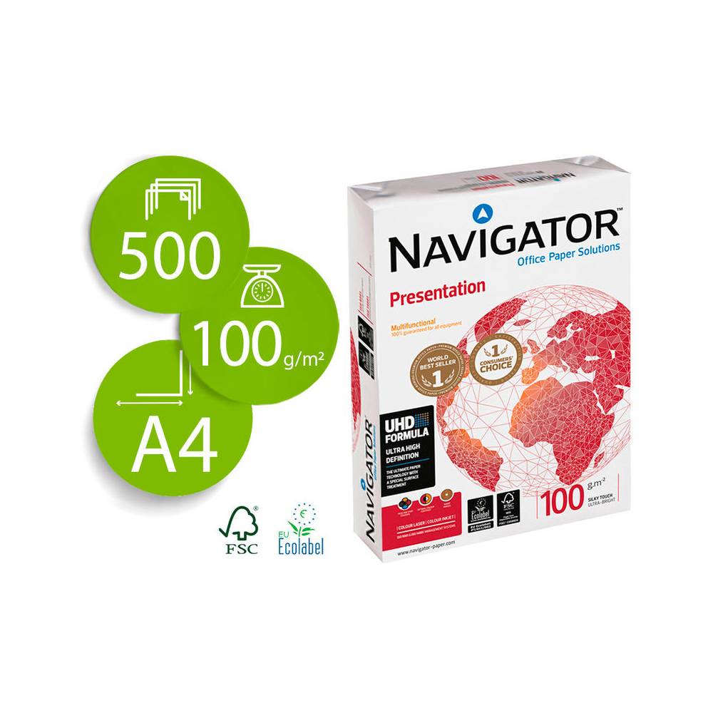 Papel fotocopiadora navigator din a4 100 gramos papel multiuso ink-jet y laser paquete de 500 hojas