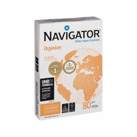 Papel fotocopiadora navigator din a4 80 gramos 4 taladros papel multiuso ink-jet y laser paquete de 500 hojas