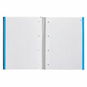 Cuaderno espiral navigator a4 micro tapa forrada 120h 80gr cuadro 5mm 5 bandas 4 taladros color negro