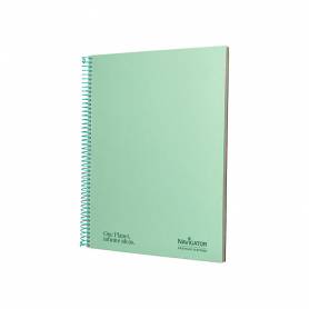 Cuaderno espiral navigator a4 micro tapa forrada 120h 80gr horizontal 5 banda 4 taladros color menta