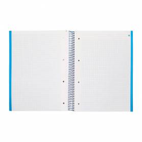 Cuaderno espiral navigator a4 micro tapa forrada 120h 80gr cuadro 5mm 5 bandas 4 taladros color celeste