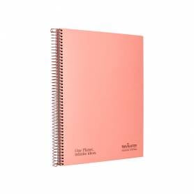 Cuaderno espiral navigator a4 micro tapa forrada 120h 80gr cuadro 5mm 5 bandas 4 taladros color rosa