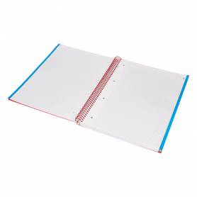 Cuaderno espiral navigator a4 micro tapa forrada 120h 80gr cuadro 5mm 5 bandas 4 taladros color rojo