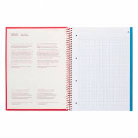 Cuaderno espiral navigator a4 micro tapa forrada 120h 80gr cuadro 5mm 5 bandas 4 taladros color rojo