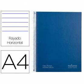 Cuaderno espiral navigator a4 micro tapa forrada 120h 80gr horizontal 5 bandas 4 taladros color azul marino