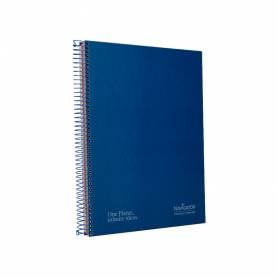 Cuaderno espiral navigator a4 micro tapa forrada 120h 80gr horizontal 5 bandas 4 taladros color azul marino