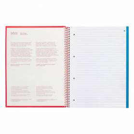 Cuaderno espiral navigator a4 micro tapa forrada 120h 80gr horizontal 5 bandas 4 taladros color rojo