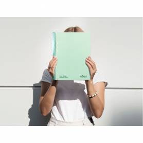 Cuaderno espiral navigator a4 micro tapa forrada 80h 80gr cuadro 5mm 1 banda color menta