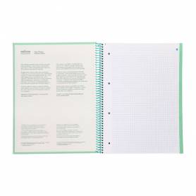 Cuaderno espiral navigator a4 micro tapa forrada 80h 80gr cuadro 5mm 1 banda color menta