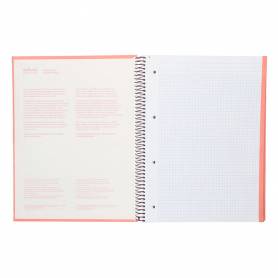 Cuaderno espiral navigator a4 micro tapa forrada 80h 80gr cuadro 5mm 1 banda color coral