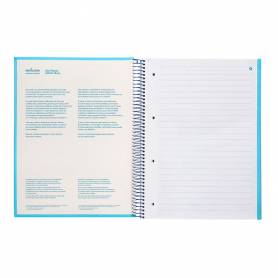 Cuaderno espiral navigator a4 micro tapa forrada 80h 80gr horizontal 1 banda color celeste