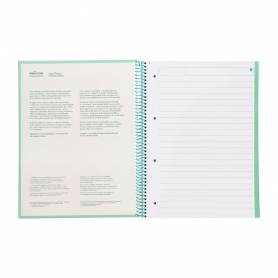 Cuaderno espiral navigator a4 micro tapa forrada 80h 80gr horizontal 1 banda color menta