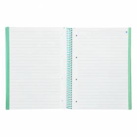 Cuaderno espiral navigator a4 micro tapa forrada 80h 80gr horizontal 1 banda color menta