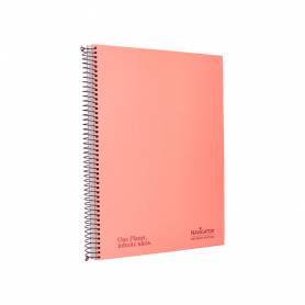 Cuaderno espiral navigator a4 micro tapa forrada 80h 80gr horizontal 1 banda color coral