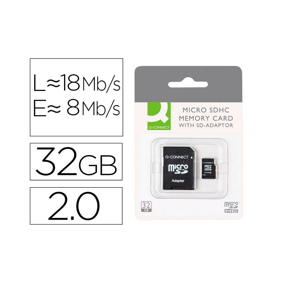 Memoria sd micro q-connect flash 32 gb clase 6 con adaptador