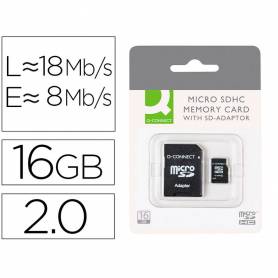 Memoria sd micro q-connect flash 16 gb clase 6 con adaptador