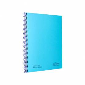 Cuaderno espiral navigator a4 tapa dura 80h 80gr cuadro 4mm con margen azul claro