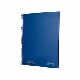 Cuaderno espiral navigator a4 tapa dura 80h 80gr cuadro 4mm con margen azul marino