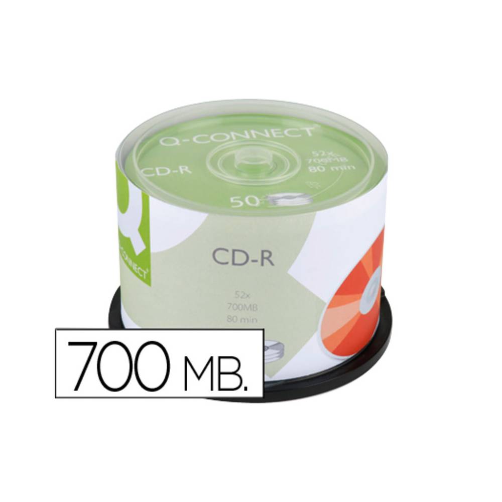 Cd-r q-connect capacidad 700mb duracion 80min velocidad 52x bote de 50 unidades