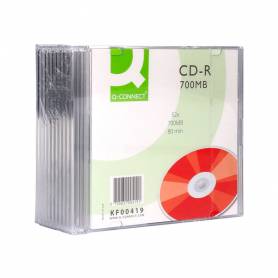 Cd-r q-connect capacidad 700mb duracion 80min velocidad 52x caja slim