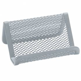 Portatarjetas q-connect metalico plata 11x7,5x5 cm