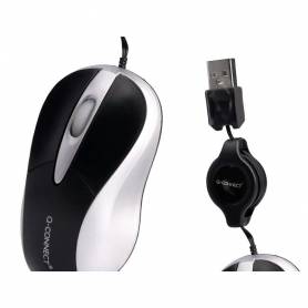 Raton q-connect mini optico 800 dpi retractil usb 1,5 ghz negro