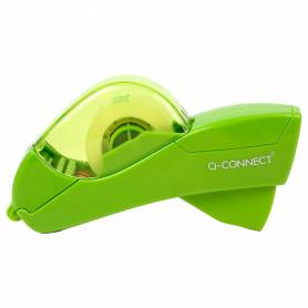 Portarrollo q-connect automatico plastico para cintas de 12 y 19 mm color verde incluye 2 cintas