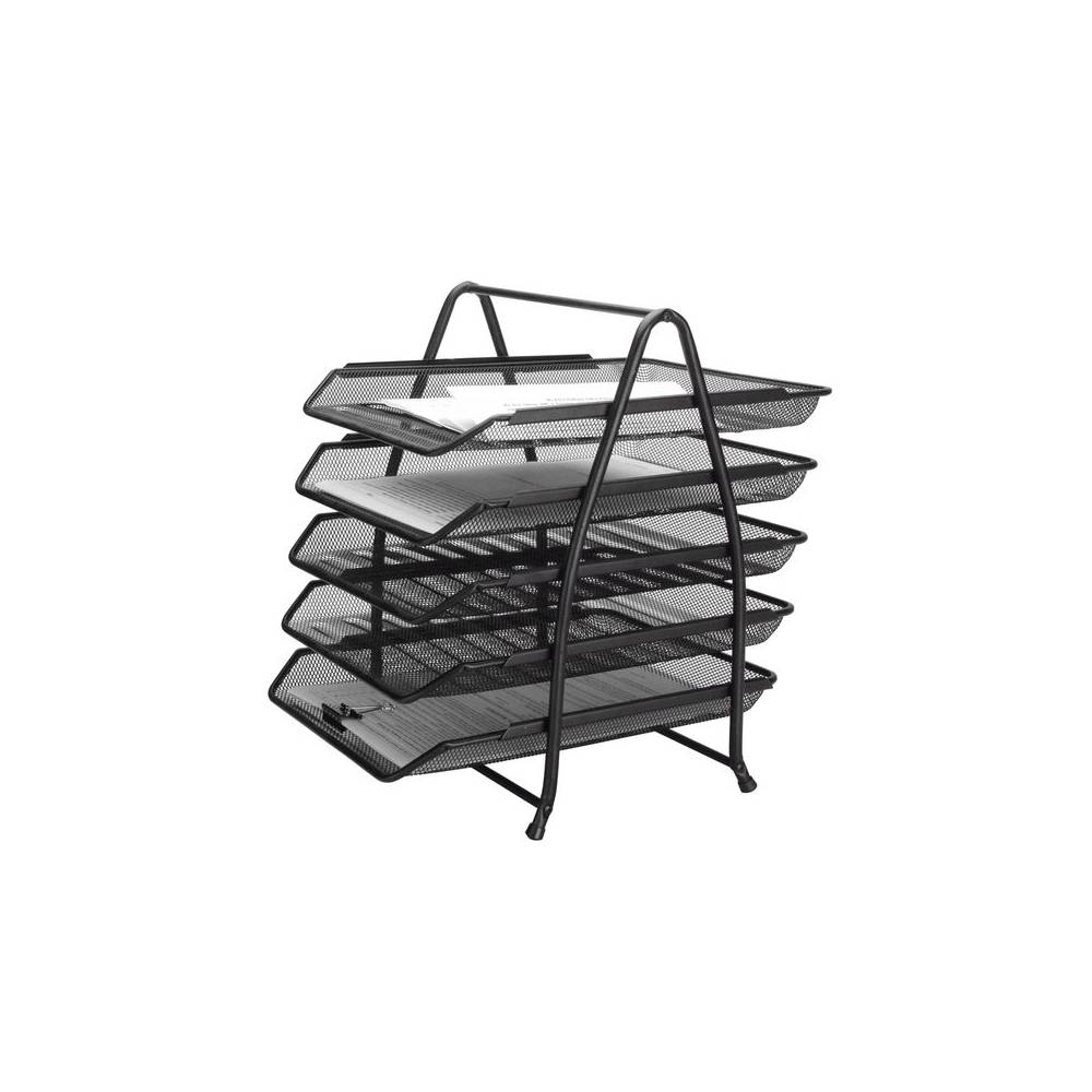 Bandeja sobremesa metalica q-connect kf18474 rejilla negro 5 bandejas movibles 350x275x375 mm