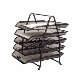 Bandeja sobremesa metalica q-connect kf18474 rejilla negro 5 bandejas movibles 350x275x375 mm