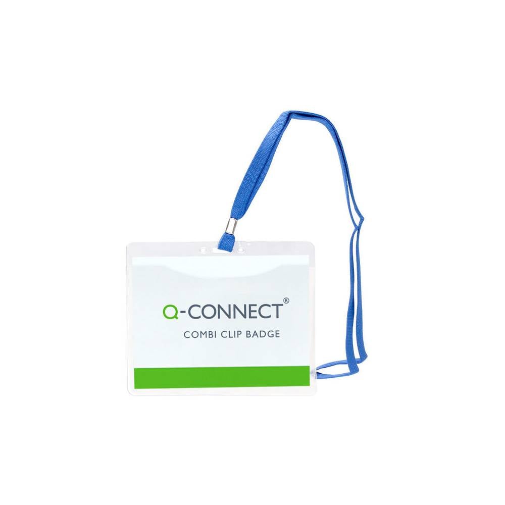 Identificador q-connect con cordon plano azul a6 154x127 mm apertura superior