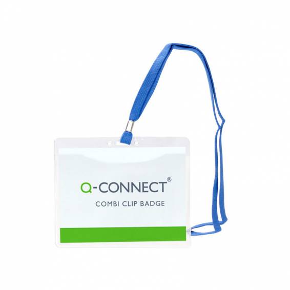 Identificador q-connect con cordon plano azul a6 154x127 mm apertura superior