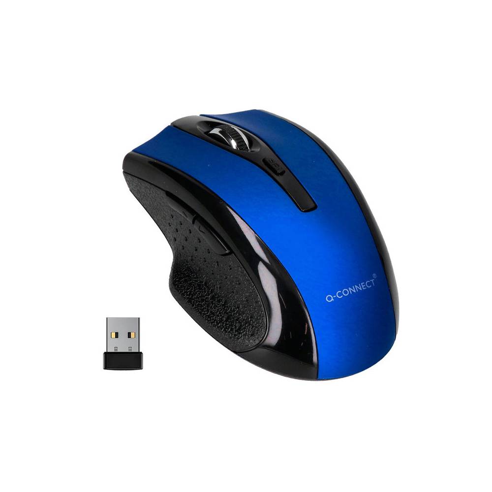 Raton q-connect optico inalambrico 1000 dpi receptor usb 2,4 ghz azul