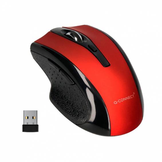 Raton q-connect optico inalambrico 1000 dpi receptor usb 2,4 ghz rojo