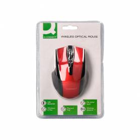 Raton q-connect optico inalambrico 1000 dpi receptor usb 2,4 ghz rojo