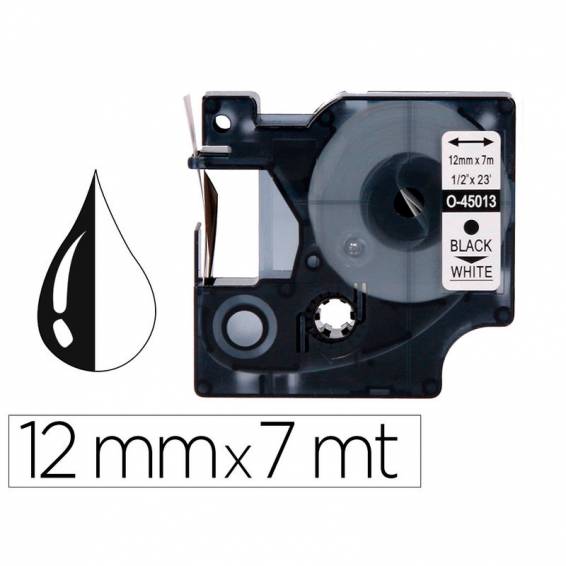 Cinta q-connect 1000 negro-blanco 12mm x 7mt dymo