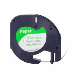 Cinta q-connect papel 12mm x 4mt negro-blanco para letratag