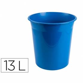 Papelera plastico q-connect azul opaco 13 litros 275x285 mm