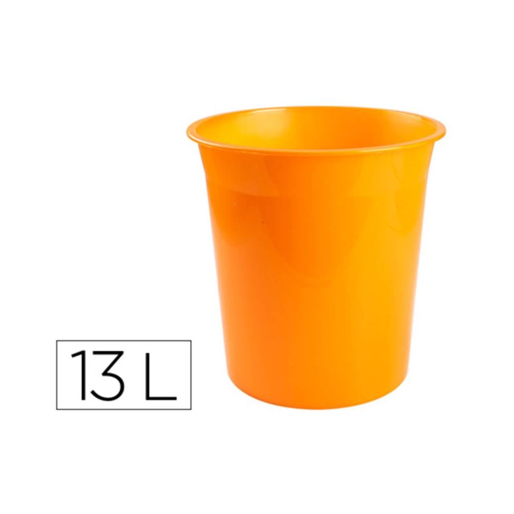 Papelera plastico q-connect naranja translucido 13 litros 275x285 mm