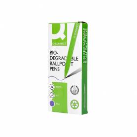 Boligrafo q-connect retractil kf14625 biodegradable verde tinta azul