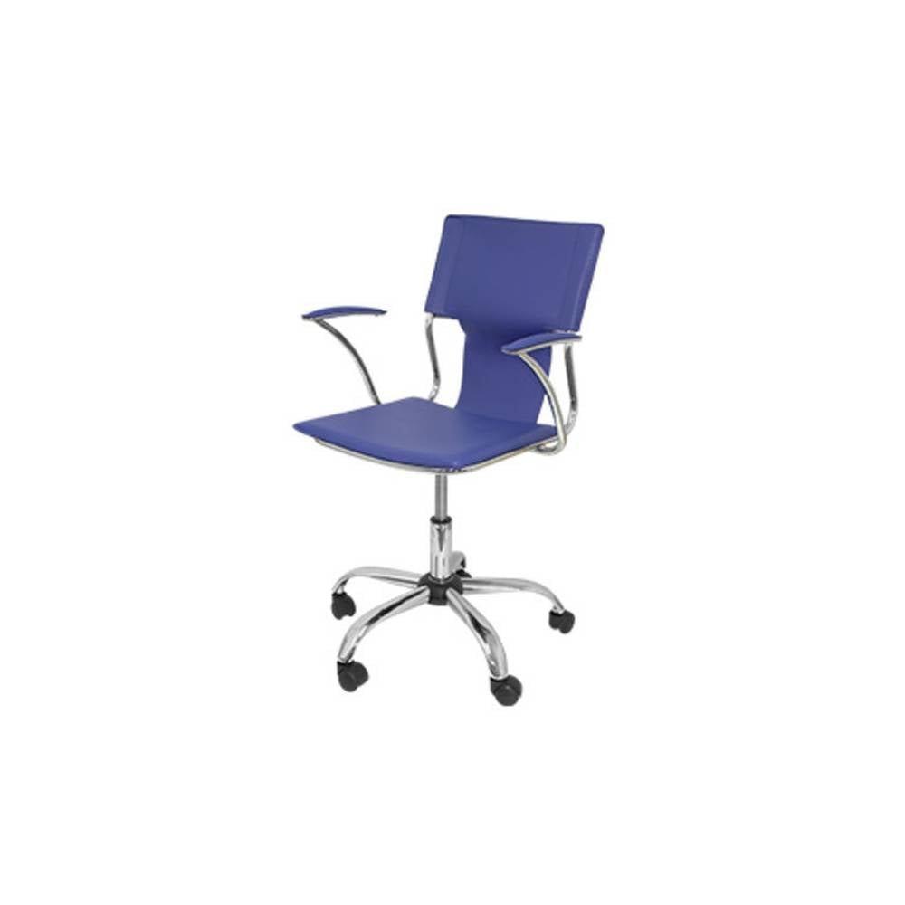 Silla giratoria pyc respaldo medio regulable en altura similpiel azul 860+90x480x440 mm