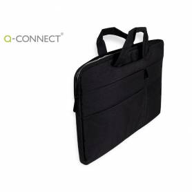 Funda para portatil q-connect 15,6/ con asas retractiles cremallera 3 bolsillos exteriores negro