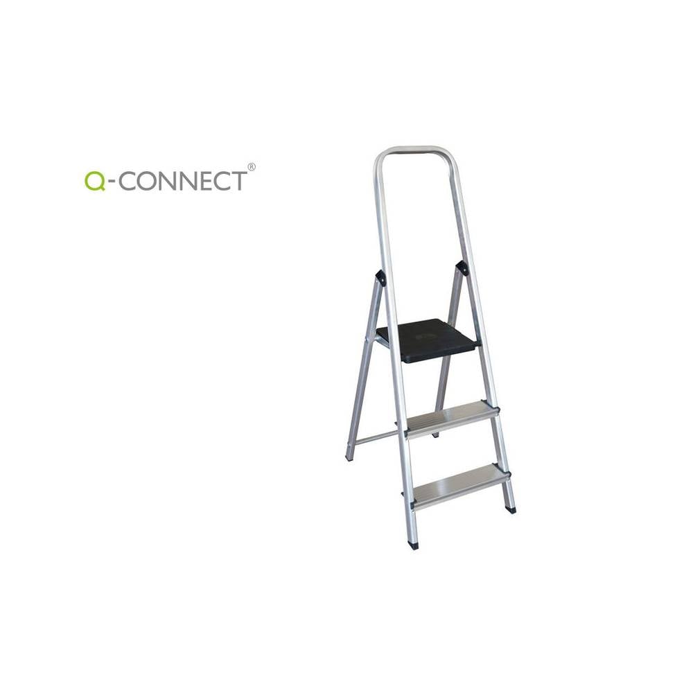 Escalera q-connect de aluminio 3 peldaños 590x400x1260 mm peso maximo 150 kg en-131