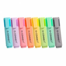 Rotulador q-connect fluorescente pastel punta biselada estuche de sobremesa 8 colores surtidos