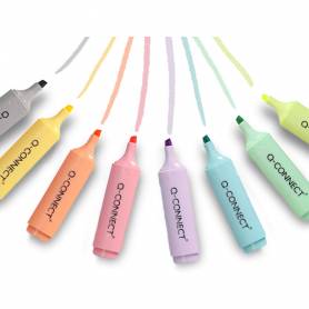 Rotulador q-connect fluorescente pastel punta biselada estuche de sobremesa 8 colores surtidos