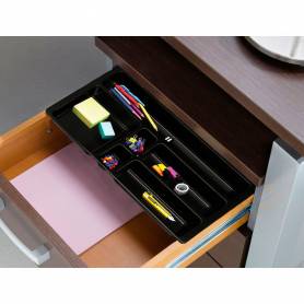 Bandeja organizadora q-connect de cajones color negro 344x160x33 mm