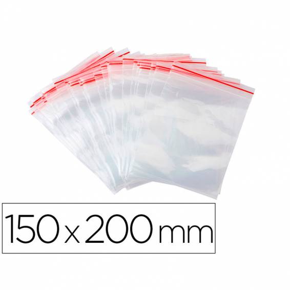 Bolsa plastico autocierre q-connect 150x200 mm paquete de 100 unidades