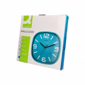 Reloj q-connect de pared de plastico redondo 30 cm movimiento silencioso color azul